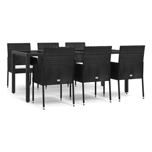 Bowery Hill Contemporary Weather-Resistant Garden Dining Set in Black