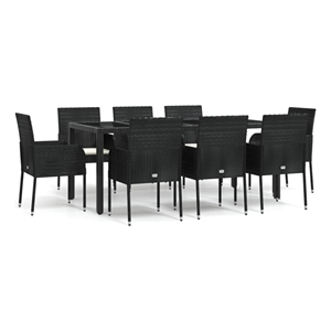 Bowery Hill Contemporary Weather-Resistant Garden Dining Set in Black