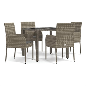 Bowery Hill Contemporary Weather-Resistant 5 Piece Garden Dining Set in Gray