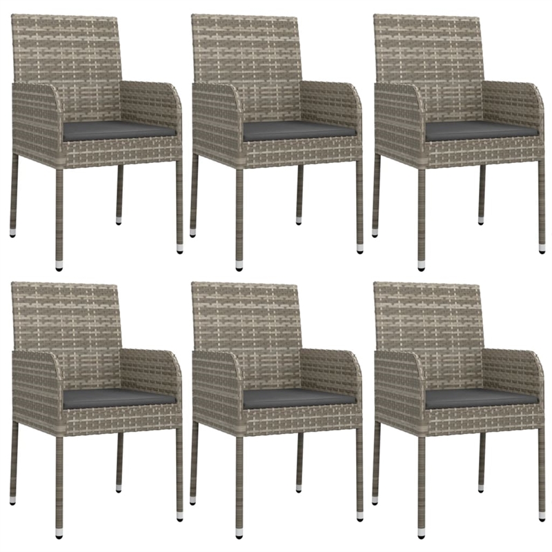 Bowery Hill Contemporary Poly Rattan 7 Piece Garden Dining Set in Gray