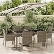 Bowery Hill Contemporary Poly Rattan 7 Piece Garden Dining Set in Gray
