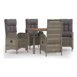 Bowery Hill Contemporary Powder-Coated 5 Piece Garden Dining Set in Gray