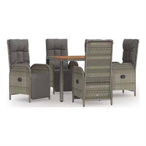 Bowery Hill Contemporary PE Rattan Garden Dining Set Rectangular in Gray