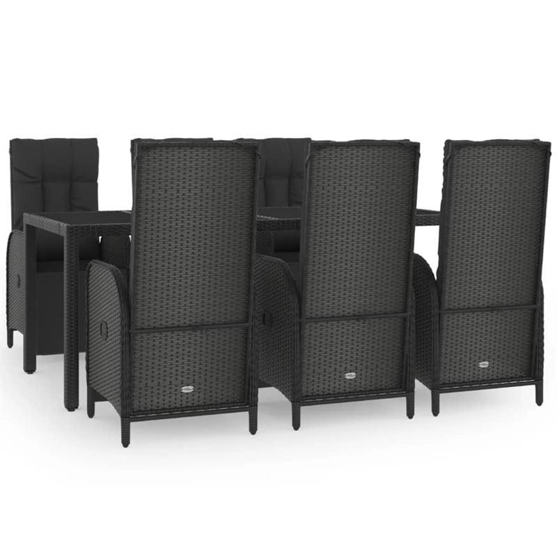 Bowery Hill Contemporary Poly Rattan Large Garden Dining Set in Black