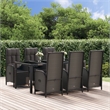 Bowery Hill Contemporary Poly Rattan Large Garden Dining Set in Black