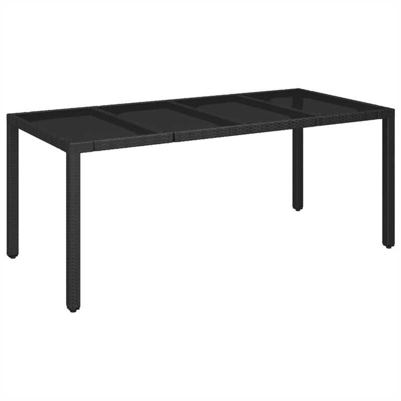 Bowery Hill Contemporary Poly Rattan Large Garden Dining Set in Black