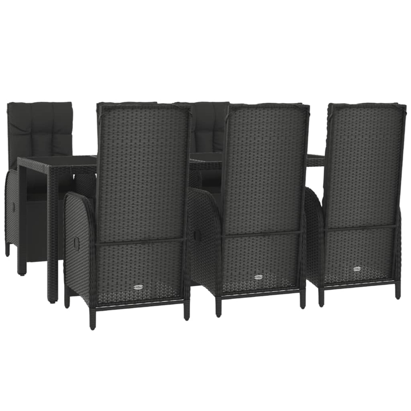 Bowery Hill Contemporary Poly Rattan Large Garden Dining Set in Black
