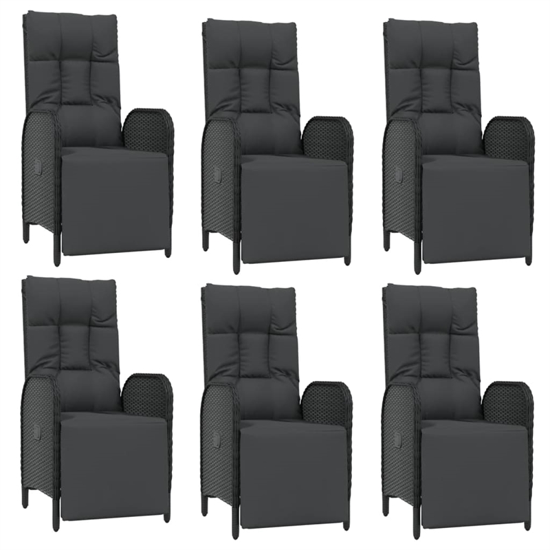 Bowery Hill Contemporary Poly Rattan Large Garden Dining Set in Black