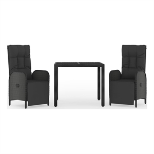 Bowery Hill Contemporary PE Rattan Durable Garden Dining Set in Black