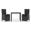 Bowery Hill Contemporary PE Rattan Durable Garden Dining Set in Black