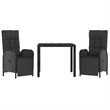 Bowery Hill Contemporary PE Rattan Durable Garden Dining Set in Black