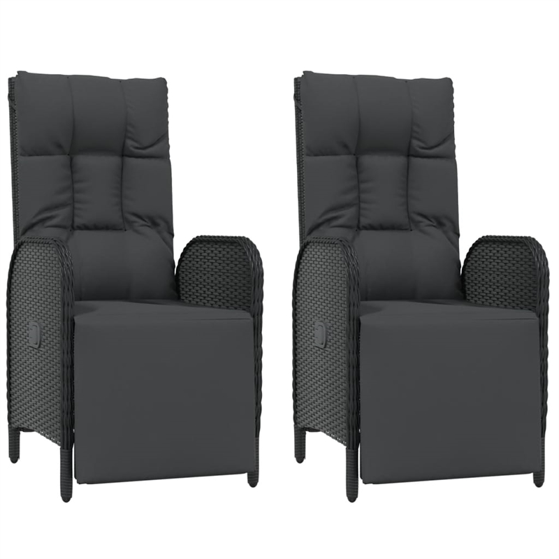 Bowery Hill Contemporary PE Rattan Durable Garden Dining Set in Black