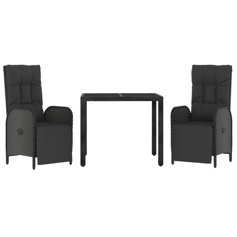 Bowery Hill Contemporary PE Rattan Durable Garden Dining Set in Black