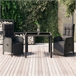 Bowery Hill Contemporary PE Rattan Durable Garden Dining Set in Black