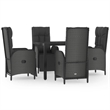 Bowery Hill Contemporary Medium PE Rattan Garden Dining Set in Black