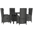 Bowery Hill Contemporary Medium PE Rattan Garden Dining Set in Black