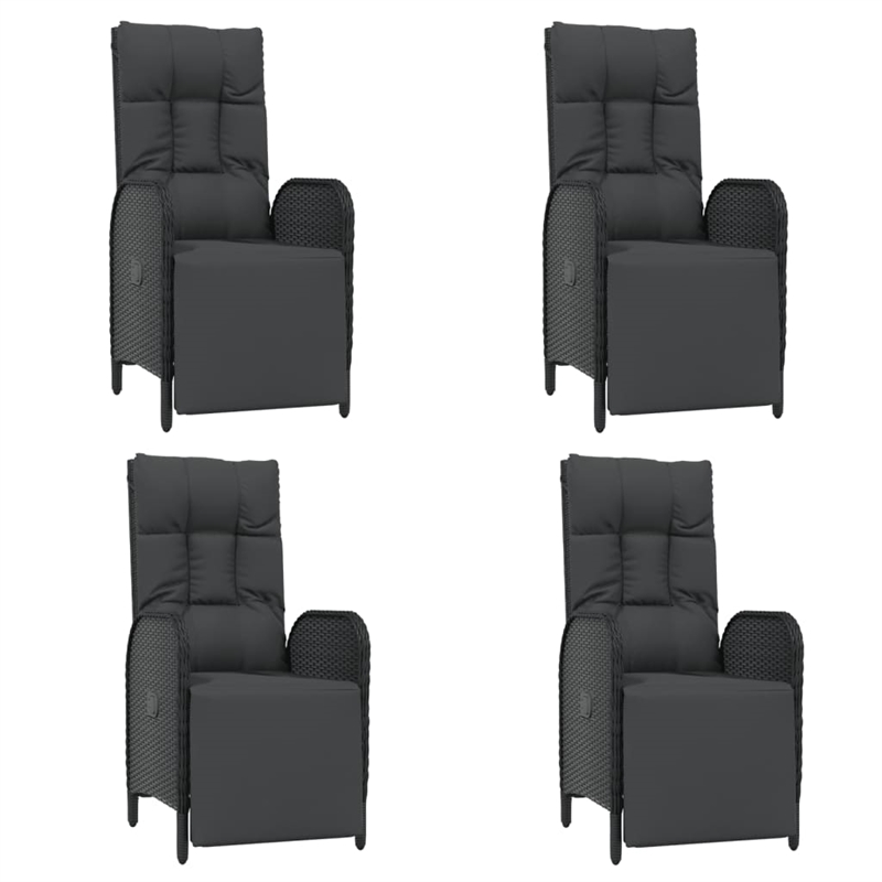 Bowery Hill Contemporary Medium PE Rattan Garden Dining Set in Black