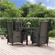 Bowery Hill Contemporary Medium PE Rattan Garden Dining Set in Black