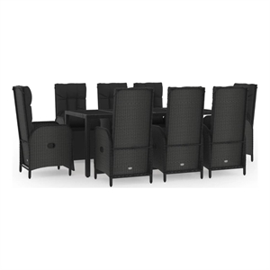 Bowery Hill Contemporary Weather-Resistant Garden Dining Set in Black
