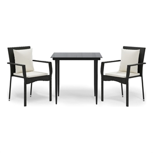 Bowery Hill Contemporary Garden Dining Set in Black/Cream White