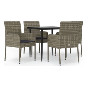 Bowery Hill Contemporary Garden Dining Set in Black and Gray