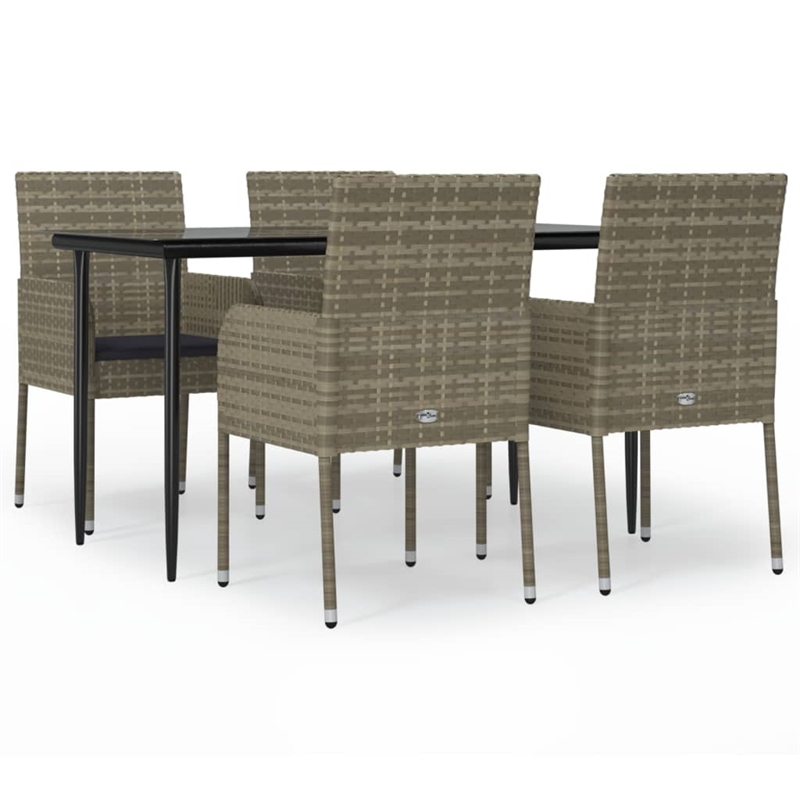Bowery Hill PE Rattan Medium Modular Garden Dining Set in Black/Gray