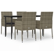 Bowery Hill PE Rattan Medium Modular Garden Dining Set in Black/Gray