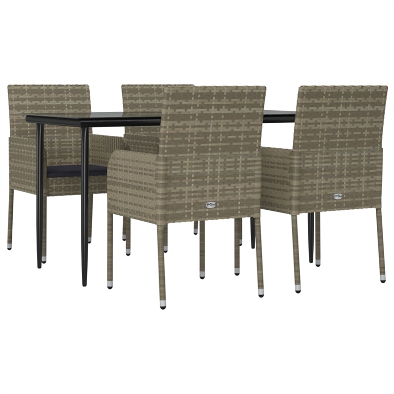 Bowery Hill PE Rattan Medium Modular Garden Dining Set in Black/Gray