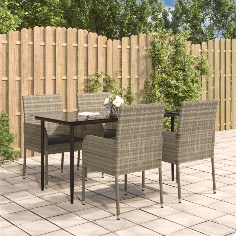 Bowery Hill PE Rattan Medium Modular Garden Dining Set in Black/Gray