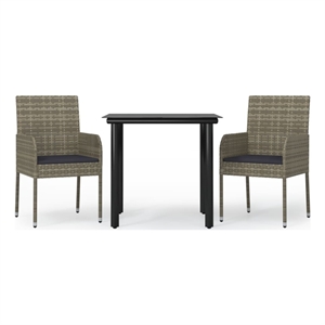 Bowery Hill Contemporary Garden Dining Set in Black and Gray