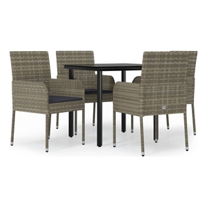 Bowery Hill Contemporary Garden Dining Set in Black and Gray