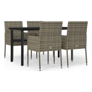 Bowery Hill PE Rattan 5 Piece Garden Dining Set in Black and Gray