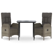 Bowery Hill Contemporary Poly Rattan Garden Dining Set in Black/Gray