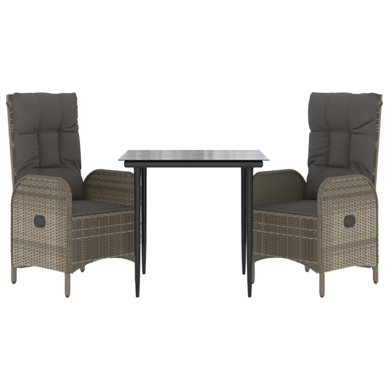 Bowery Hill Contemporary Poly Rattan Garden Dining Set in Black/Gray