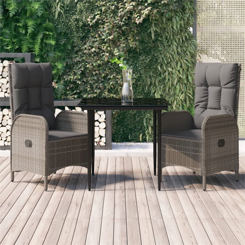 Bowery Hill Contemporary Poly Rattan Garden Dining Set in Black/Gray