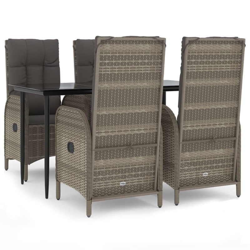 Bowery Hill Poly Rattan 5 Piece Garden Dining Set in Black and Gray