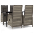 Bowery Hill Poly Rattan 5 Piece Garden Dining Set in Black and Gray