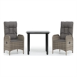 Bowery Hill PE Rattan Standard Adjustable Armrests Garden Dining Set in Black