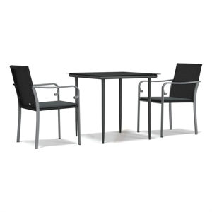 Bowery Hill Contemporary Garden Dining Set in Black and Dark Gray