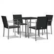 Bowery Hill Poly Rattan Standard Durable Garden Dining Set in Black
