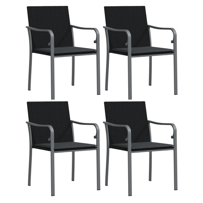 Bowery Hill Poly Rattan Standard Durable Garden Dining Set in Black