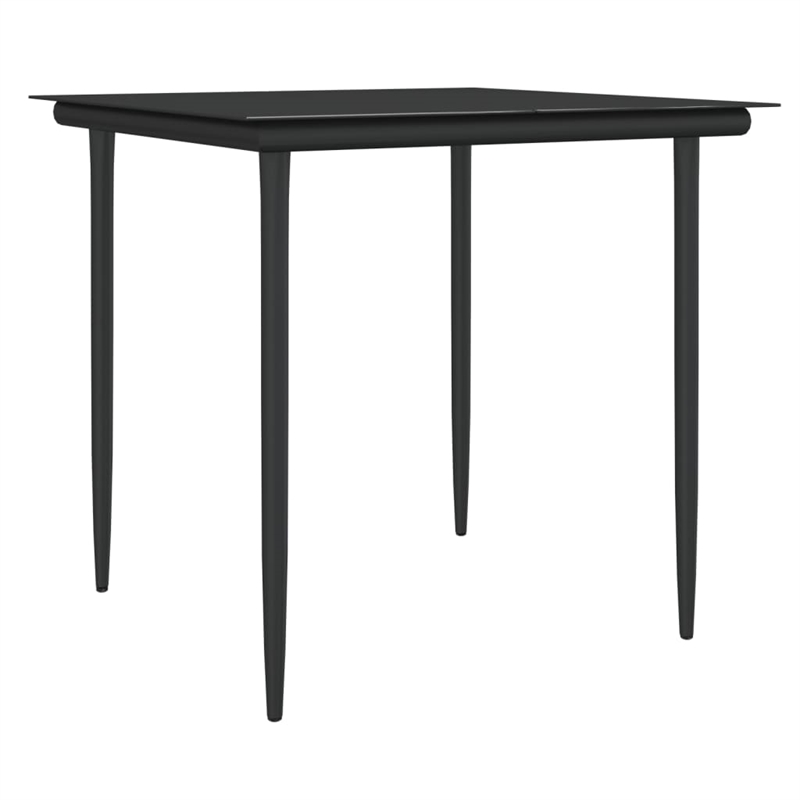 Bowery Hill Poly Rattan Standard Durable Garden Dining Set in Black