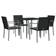 Bowery Hill Poly Rattan Standard Durable Garden Dining Set in Black