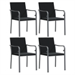 Bowery Hill Poly Rattan Standard Durable Garden Dining Set in Black