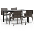 Bowery Hill Contemporary PE Rattan Medium Durable Dining Set in Brown