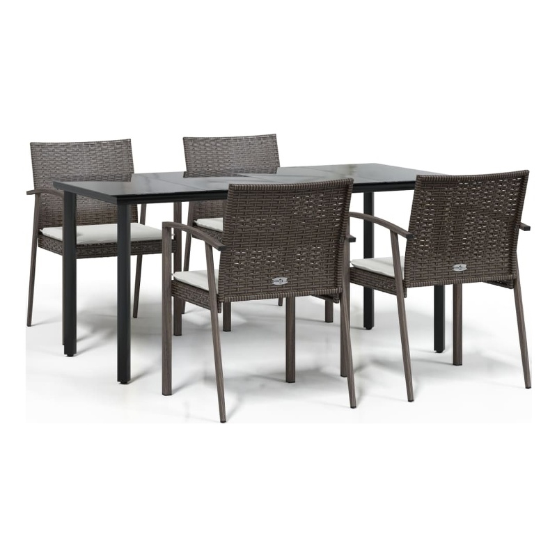 Bowery Hill Contemporary PE Rattan Medium Durable Dining Set in Brown