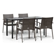 Bowery Hill Contemporary PE Rattan Medium Durable Dining Set in Brown