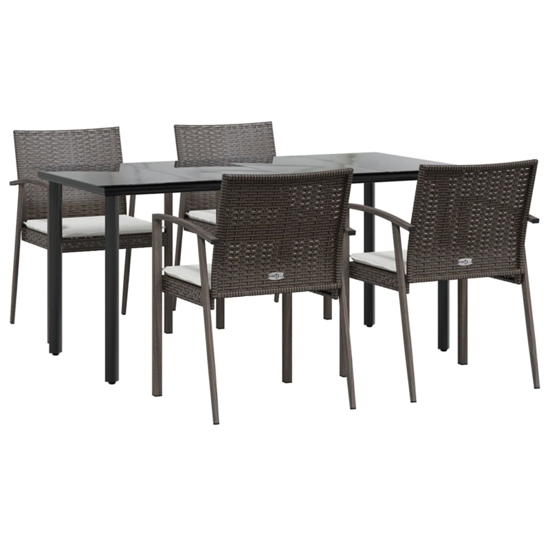 Bowery Hill Contemporary PE Rattan Medium Durable Dining Set in Brown