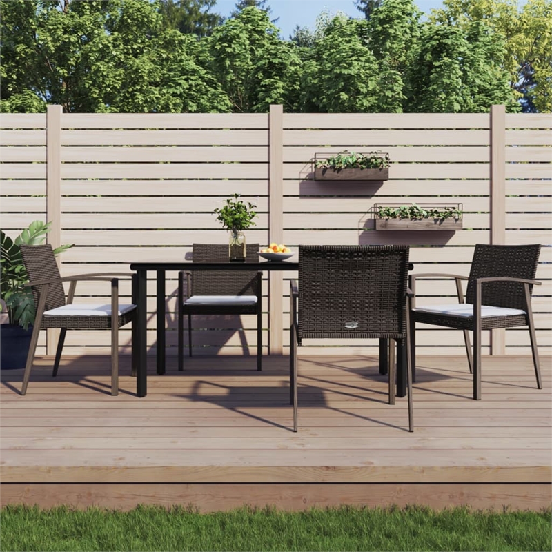 Bowery Hill Contemporary PE Rattan Medium Durable Dining Set in Brown