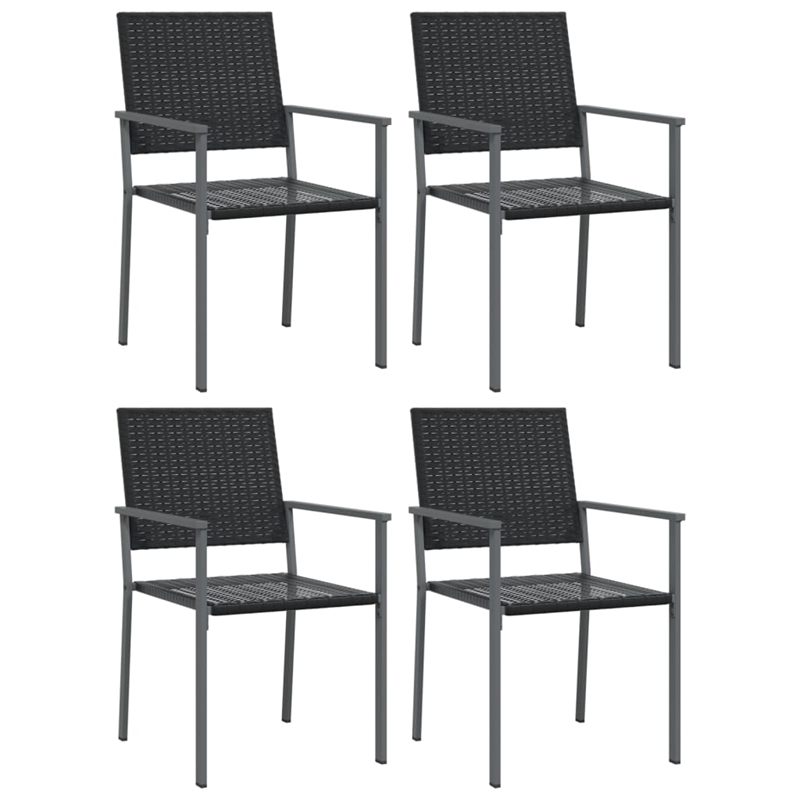 Bowery Hill Contemporary PE Rattan Durable Garden Dining Set in Black